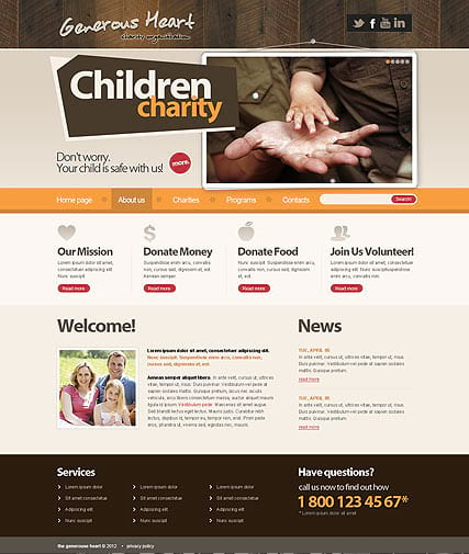 Шаблон сайта "Благотворительность, 2.5 версия"