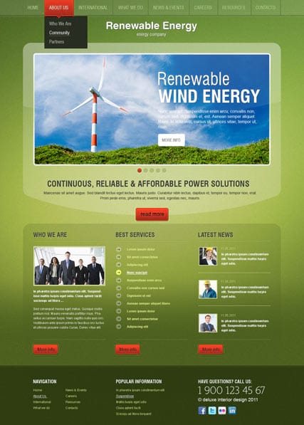 Шаблон сайта компании "Эко энергия" для Jommla