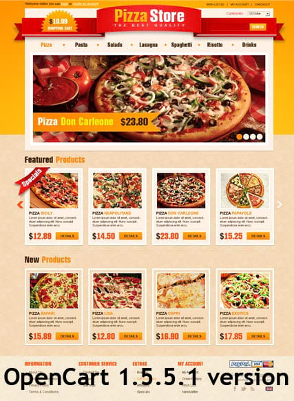 "Пицца на заказ" шаблон сайта для OpenCart