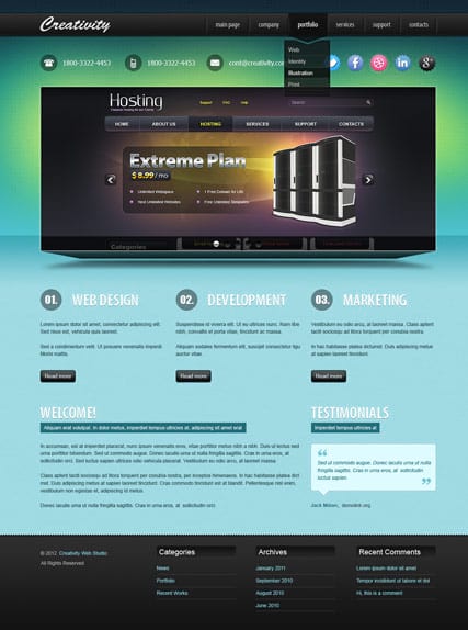 "Дизайн студия, сайты, хостинг" шаблон сайта