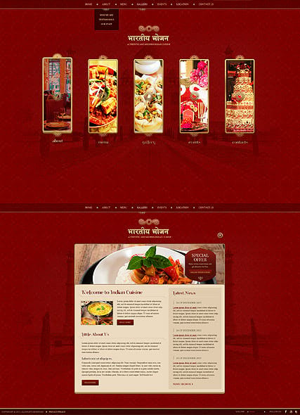 "Indian Restaurant" шаблон сайта ресторана индийской кухни