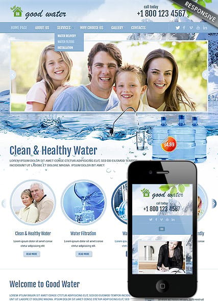 "Питьевая вода" HTML-шаблон сайта по продаже чистой воды