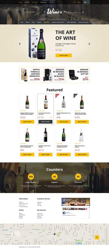 Шаблон сайта винного магазина OpenCart 2.0 адаптивный