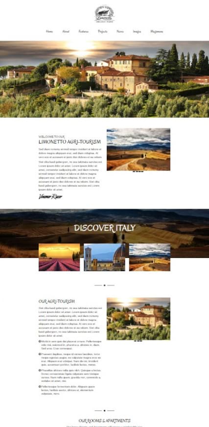 "Agri-tourism" шаблон сайта для агротуризма, туристического сайта