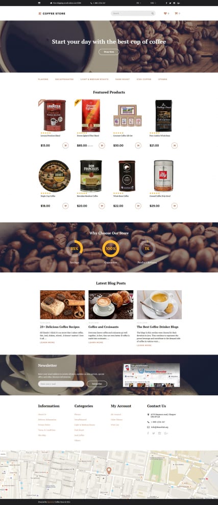 "Кофейня" шаблон сайта кофейного магазина