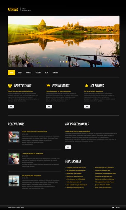 "Рыбалка" шаблон сайта с адаптивным дизайном и бесплатной установкой