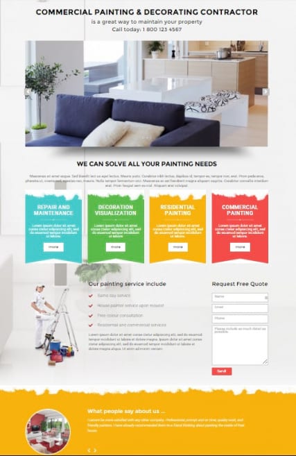 "Painter v3.4" Joomla шаблон сайта для ремонта, отделки домов
