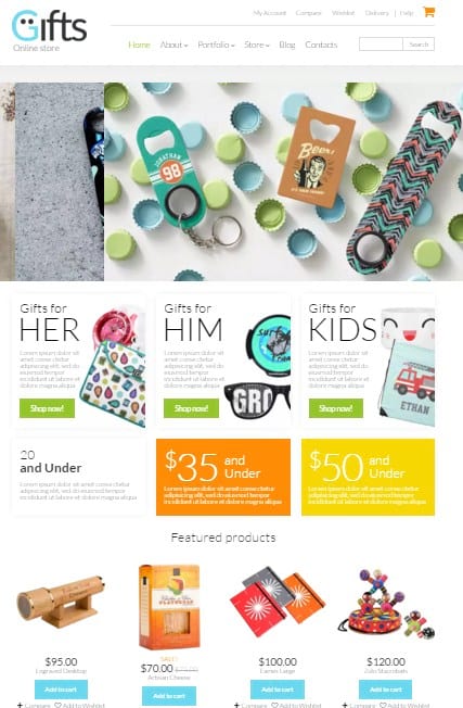"Магазин подарков" шаблон сайта для Wordpress WooCommerce