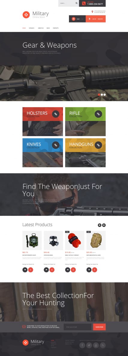 Шаблон сайта "Оружейный магазин и снаряжение"