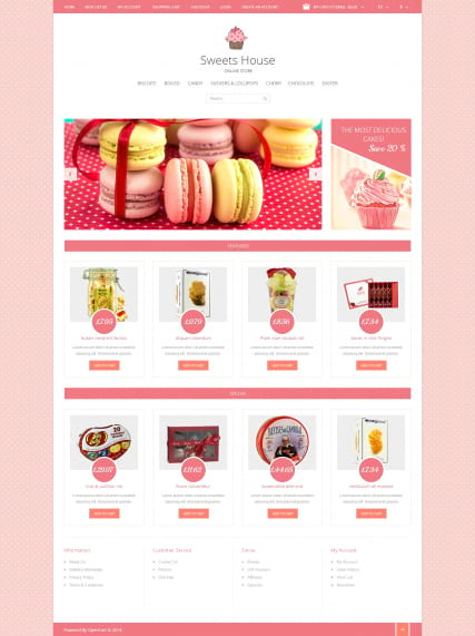 "Магазин пирожных" шаблон сайта по продаже сладостей