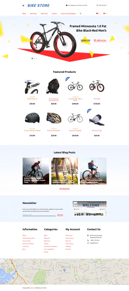 "Велосипеды" шаблон магазина велотоваров OpenCart 2.0