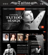 "Tattoo design" html-шаблон сайта для тату-салона, татуировки с демо-данными