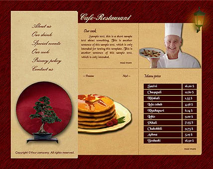 "Cafe Restaurant" шаблон сайта