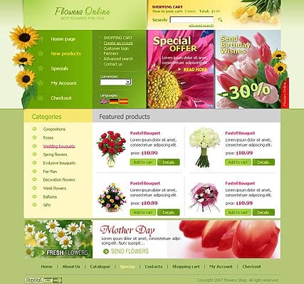 "Цветочный дизайн" шаблон сайта