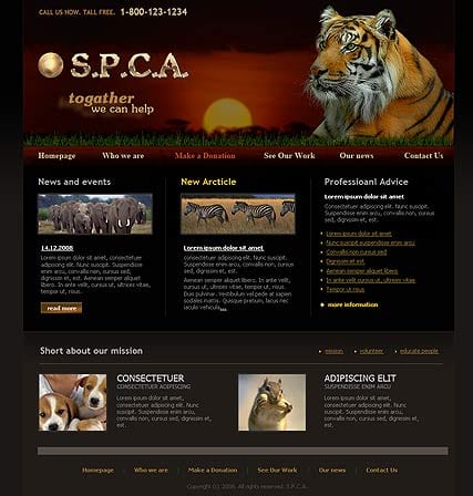 "Охрана животных" шаблон сайта