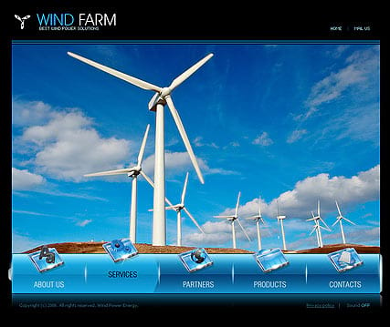 "Энергия ветра" шаблон сайта на Flash