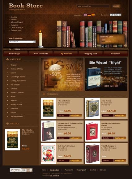 osCommerce шаблон сайта "Книжный магазин"