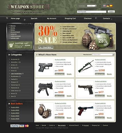 "Оружейный магазин" шаблон сайта