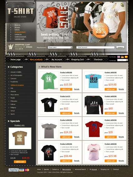 "Футболки интернет магазин" шаблон сайта