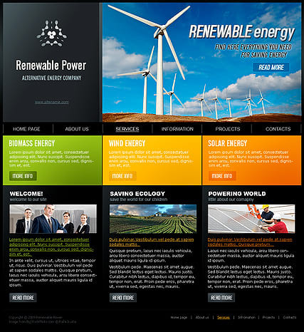 "Возобновляющая энергия" шаблон сайта