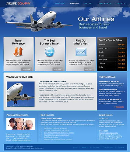 "Авиакомпания" шаблон сайта