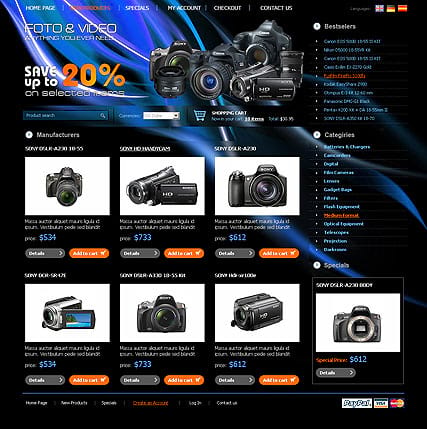 "Магазин фото и видео аппаратуры" шаблон сайта