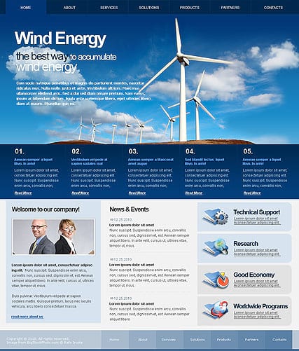 "Энергия ветра" шаблон сайта html