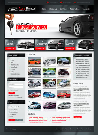 Шаблон сайта по аренде автомобилей на Joomla