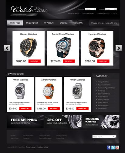 "Магазин часов" шаблон сайта