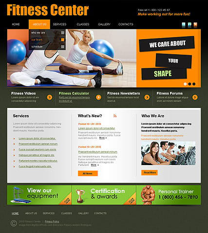 "Фитнес центр" шаблон сайта