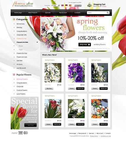 "Цветочный магазин" шаблон сайта