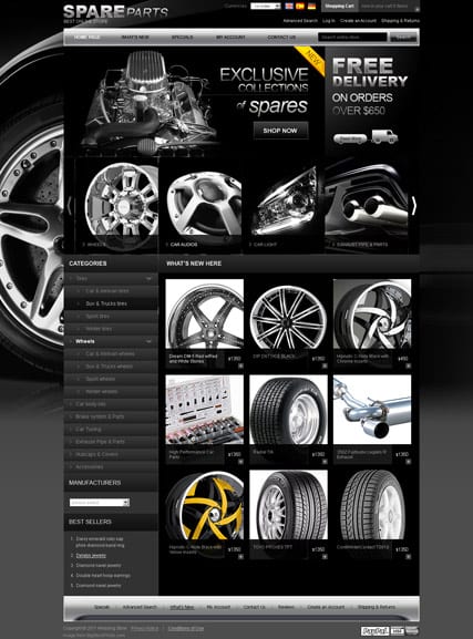 Шаблон сайта для osCommerce "Автозапчасти"