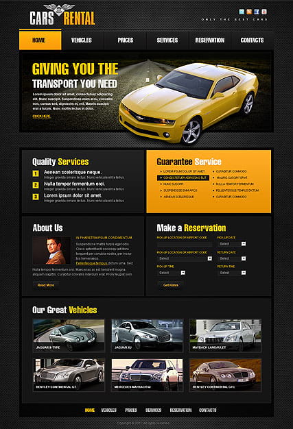 "Аренда автомобилей" шаблон сайта HTML