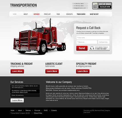 "Транспортная компания" шаблон сайта