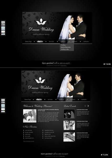 Шаблон сайта "Организатор свадеб" HTML5