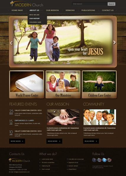 Шаблон сайта для церкви "Современная церковь"