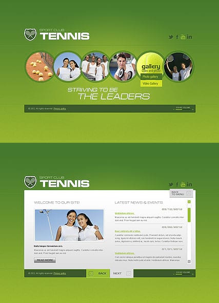 "Большой Теннис" шаблон сайта HTML5 теннисной спортивной тематики