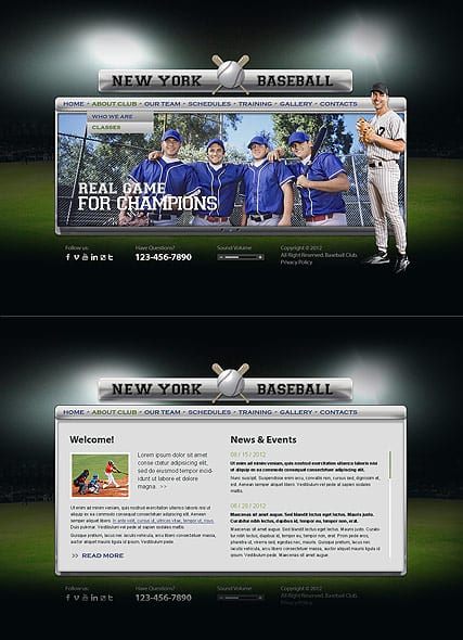 "Бейсбольный клуб" шаблон сайта HTML на тему бейсбола