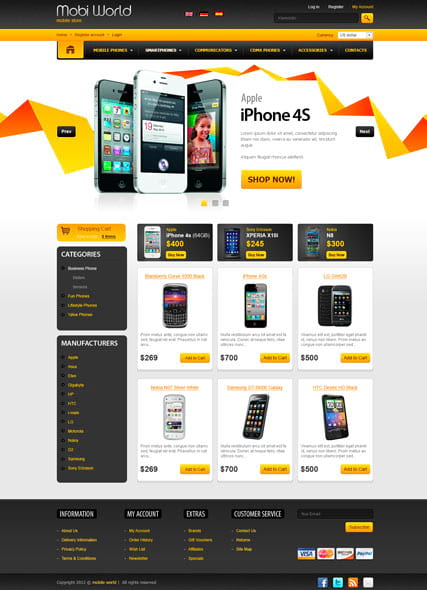 "Магазин мобильных телефонов 2.3 версия" шаблон сайта