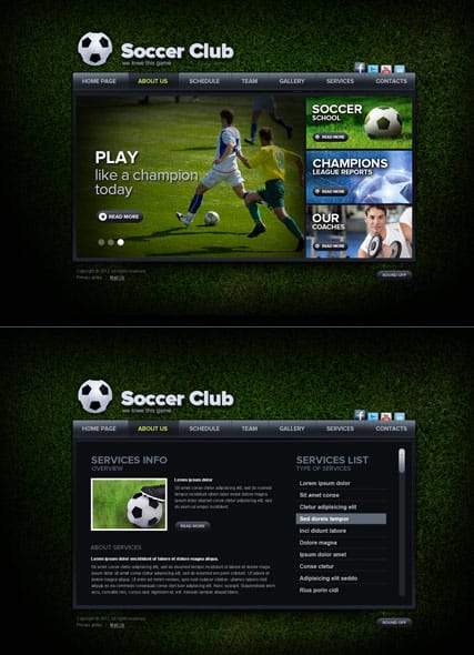 "Футбольный клуб" шаблон сайта HTML5