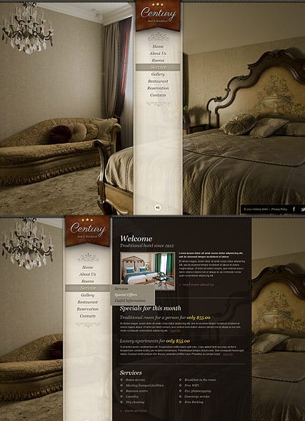 "Гостиница" шаблон сайта по аренде жилья HTML