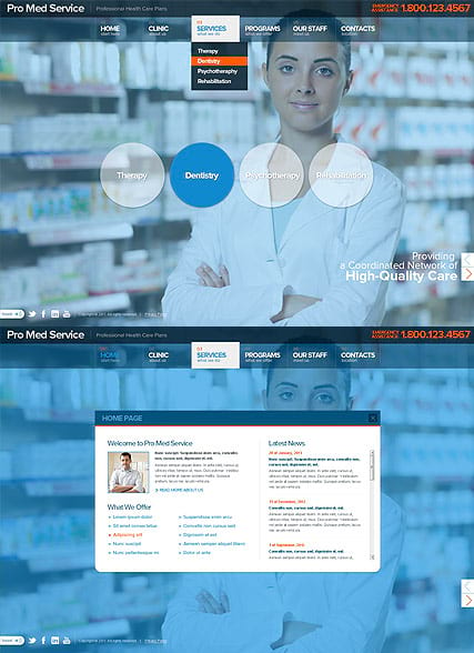 "Поликлиника" шаблон сайта медицинской тематики HTML