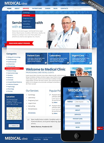 "Медицинская клиника" шаблон сайта