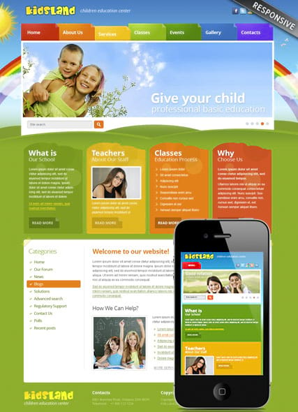 "Детский сад" шаблон сайта развивающего центра, детсада