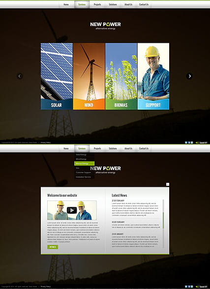 "Возобновляемые источники энергии" шаблон сайта HTML5