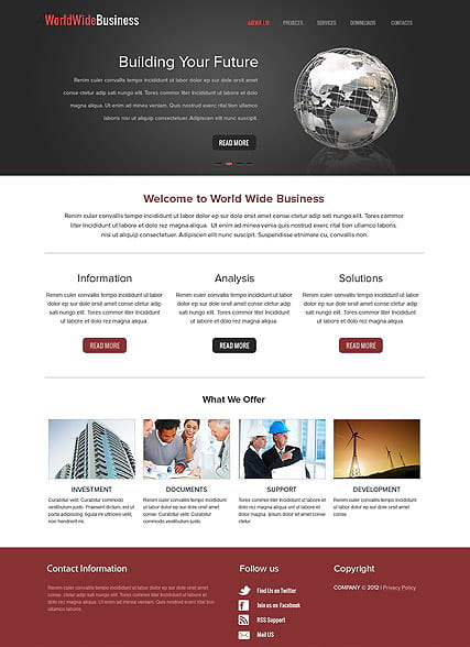 "Всемирный бизнес" шаблон сайта