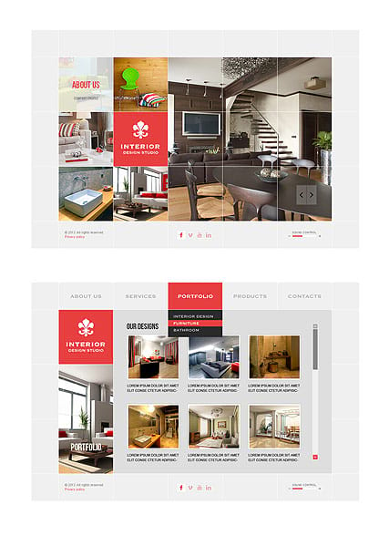 "Дизайн интерьера" шаблон сайта HTML5 с изображениями