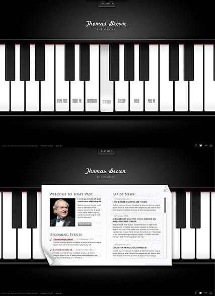 "Пианист" шаблон сайта HTML5 тематический
