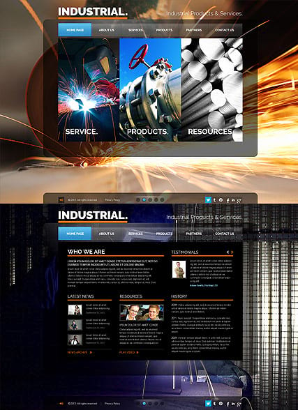 "Промышленность" шаблон сайта html с музыкой