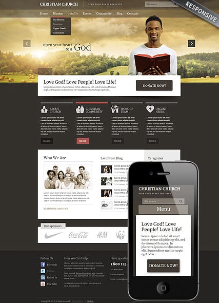 Шаблон сайта христианской церкви на Wordpress